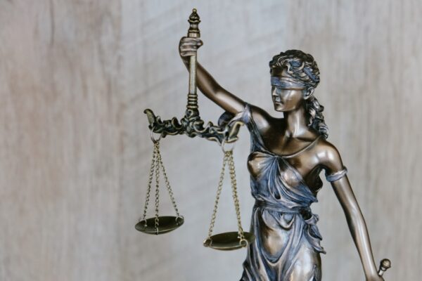 Lawyer reviewing tax planning documents in legal office